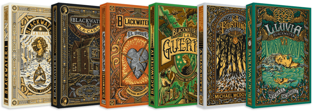 Portadas de la saga Blackwater, una al lado de la otra.